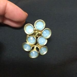 Teal beaded statement ring.